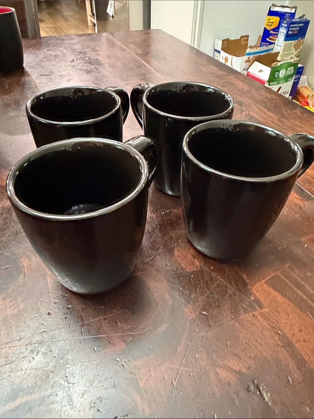 Classic Black Ceramic Mugs - Set of 4